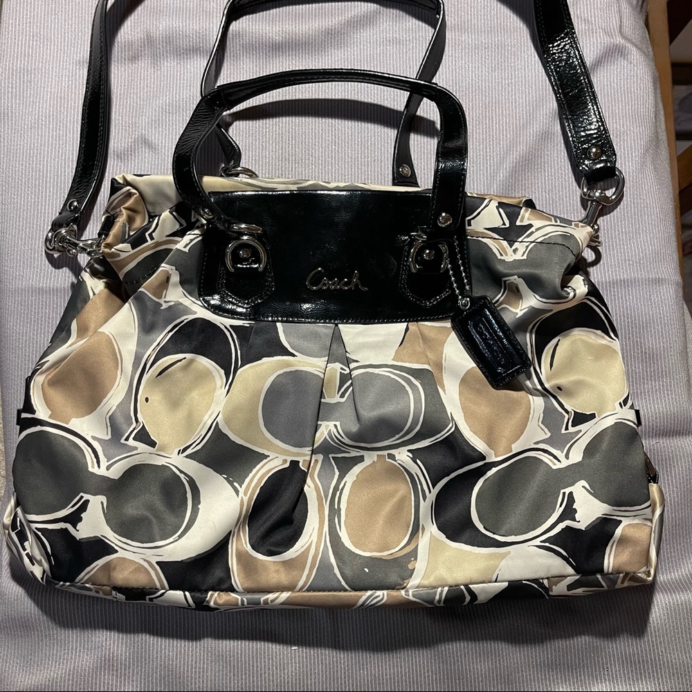 Coach Black/Tan Ashley Scarf Bag